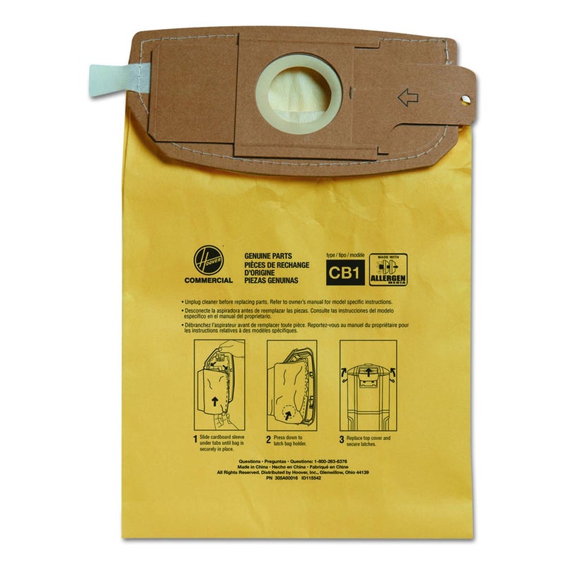 Hoover Commercial Ah10273 Hushtone Back Pack Bags, Allergen Filtration (Pack Of 10)